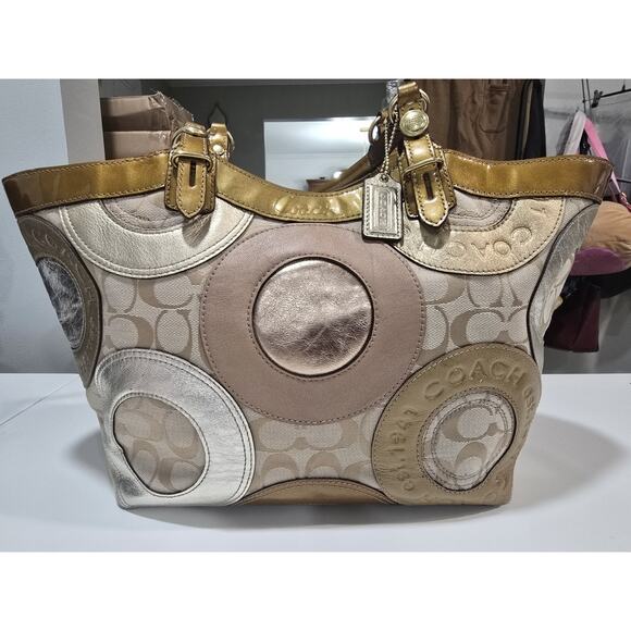 Coach Carly Tote F16180 Patchwork Embossed Metallic with Signature Tag - Picture 1 of 9